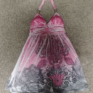 Pink and Black Halter Dress